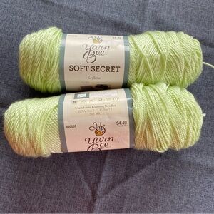 2 Yarn Bee Soft Secret Keylime Yarn Lot 1195